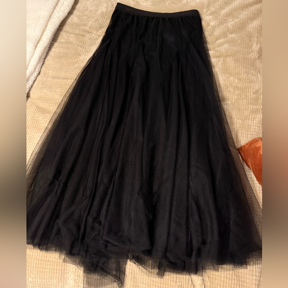 Elegant Black Tulle Maxi Skirt